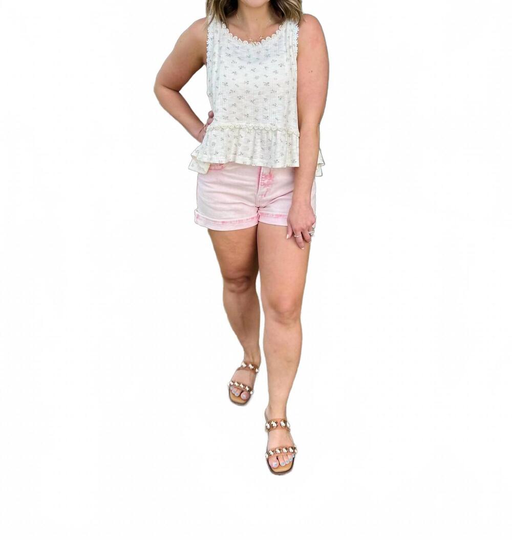 NEW POL daisy daze tiered tank top in white